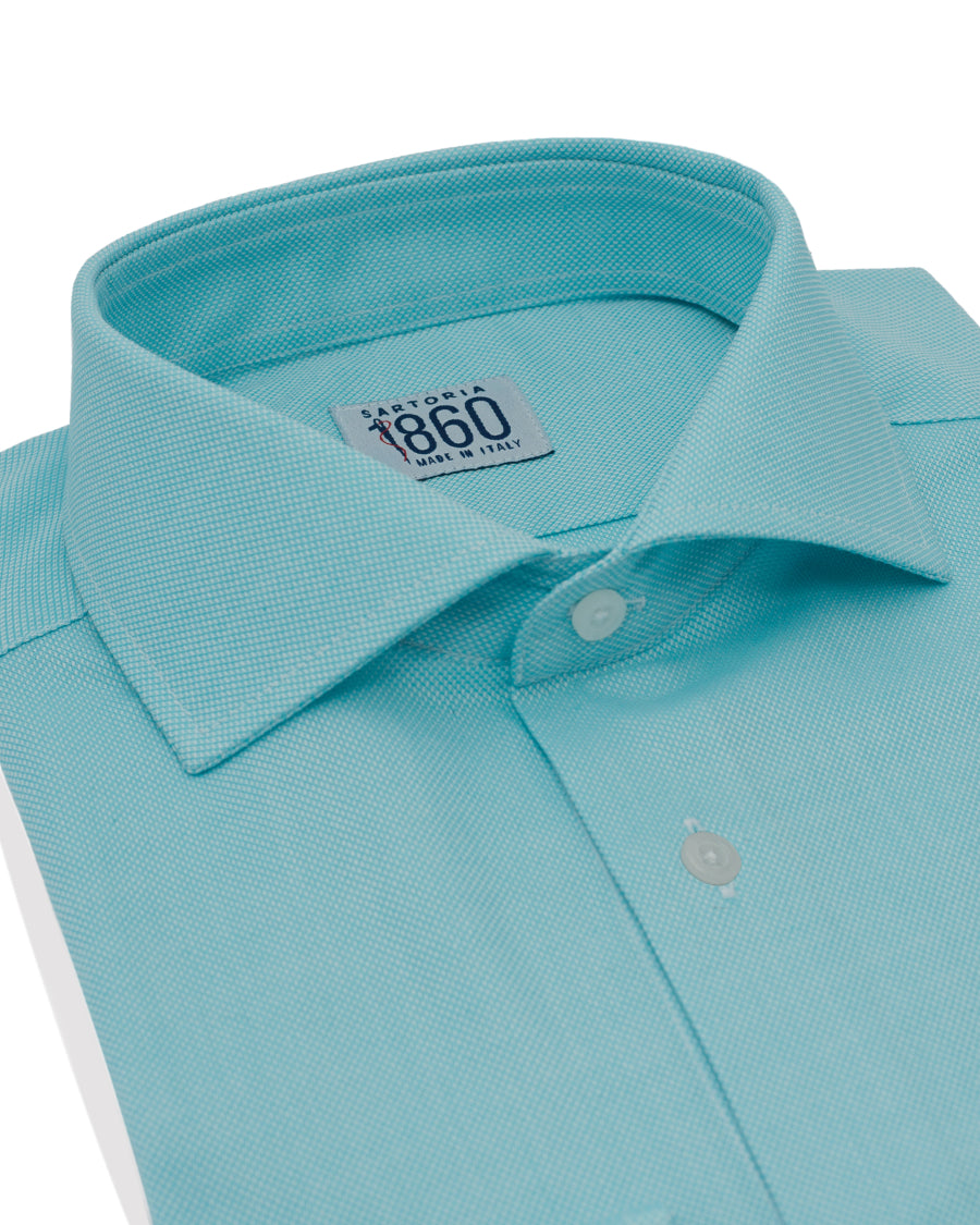 Camicia Elba - oxford 100% puro cotone tinta unita tiffany