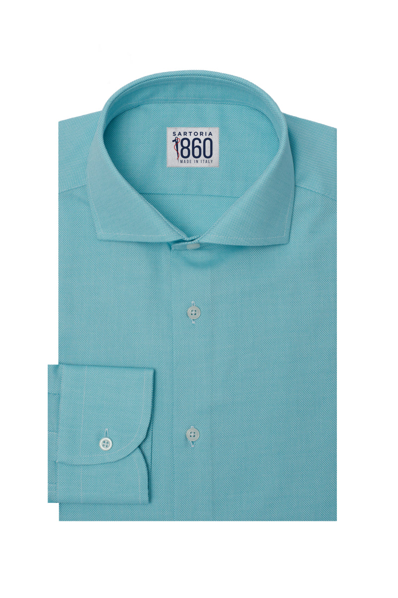 Camicia Elba - oxford 100% puro cotone tinta unita tiffany