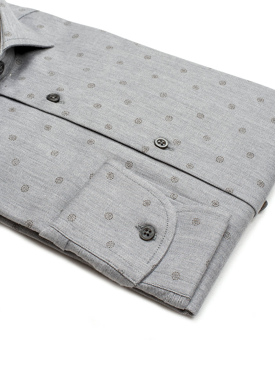Camicia Pitti - flanellina twill 100% puro cotone, fondo grigio con motivi