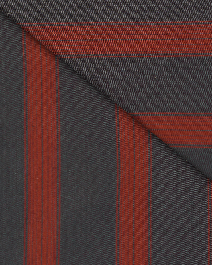 Camicia Senigallia - popeline 100% puro cotone fantasia rigata grigio antracite e rosso mattone