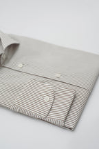 Camicia Scalea - popeline 100% puro cotone riga nocciola