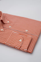 Camicia Ginevra - popeline 100% puro cotone quadretto arancione