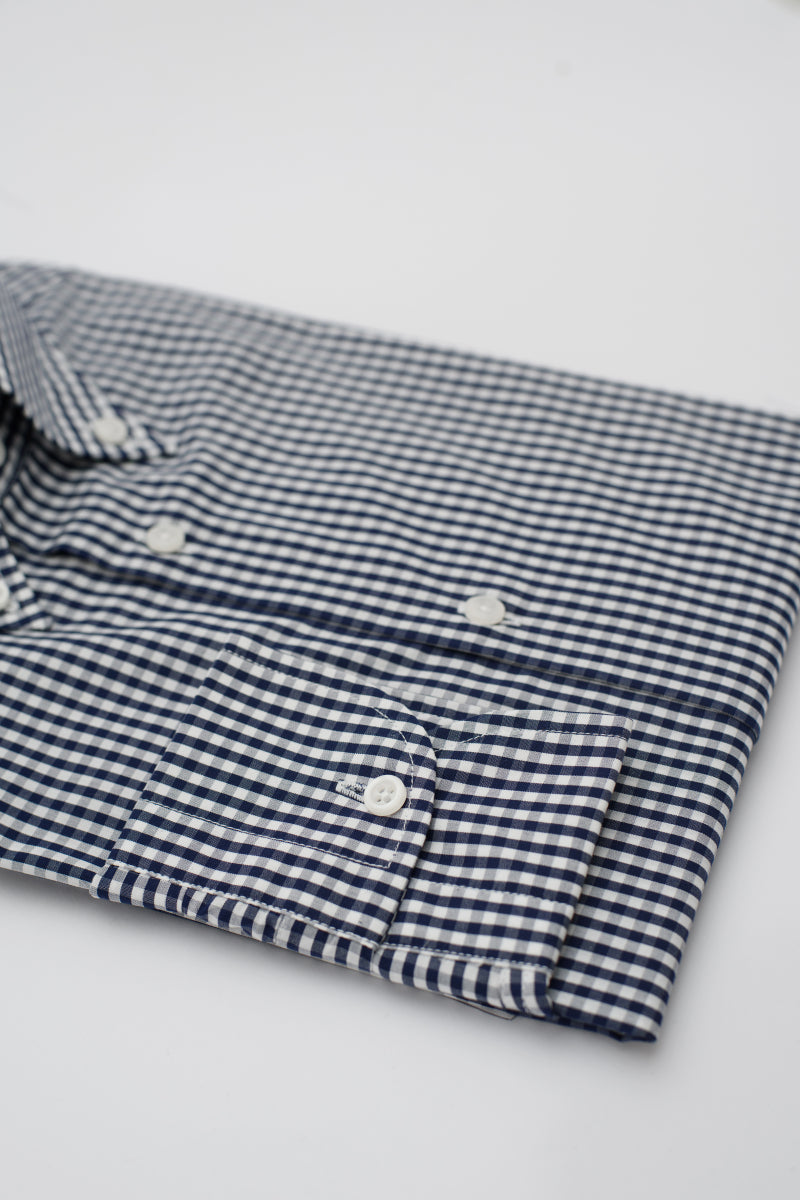 Camicia Zurigo - popeline 100% puro cotone quadretto blu