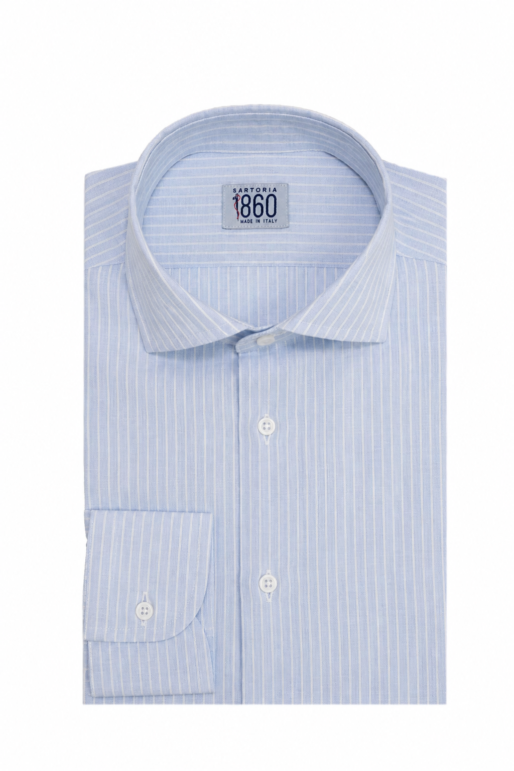 Camicia Mykonos - 100% lino bacchettato bianco e celeste