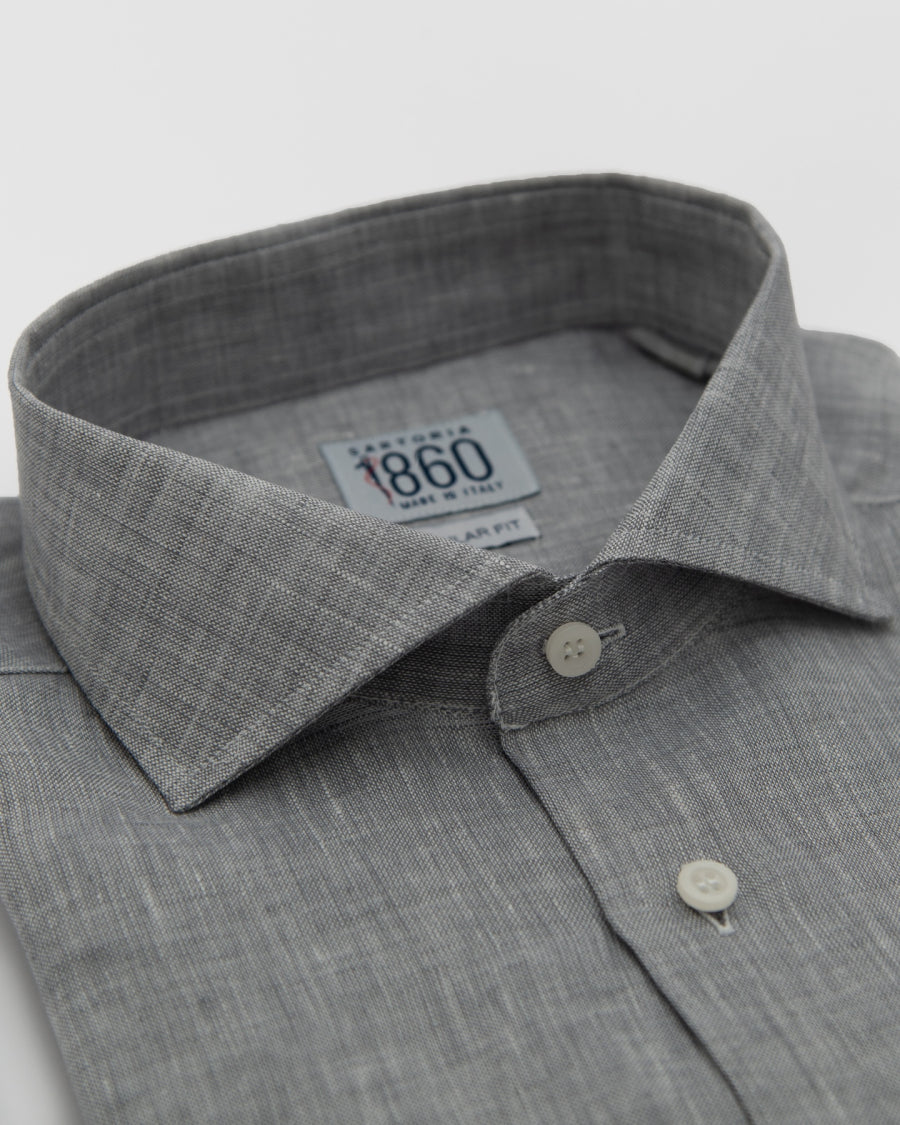 Camicia Rodi – 100% lino grigio fumo