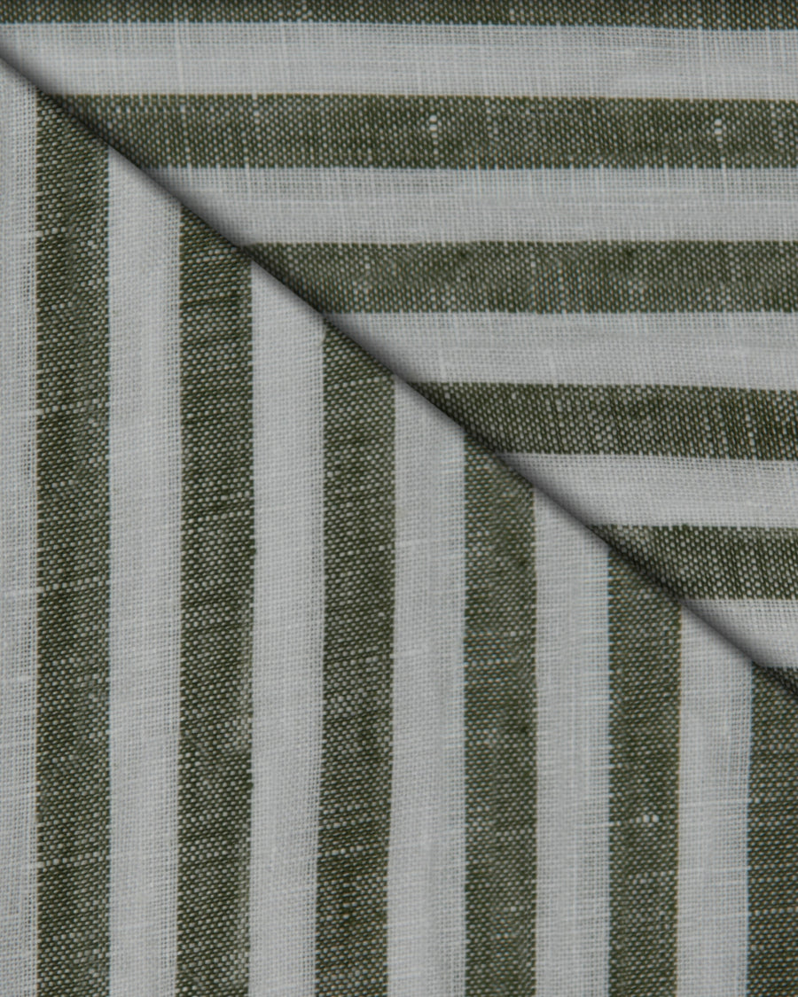Camicia Iseo - 100% lino bacchettato bianco e verde