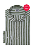 Camicia Iseo - 100% lino bacchettato bianco e verde