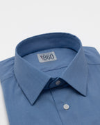 Camicia Nemi -  popeline stretch tinta unita azzurro con disegno rigato e fantasia