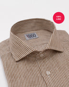 Camicia Petra - 100% lino bastoncino bianco e nocciola