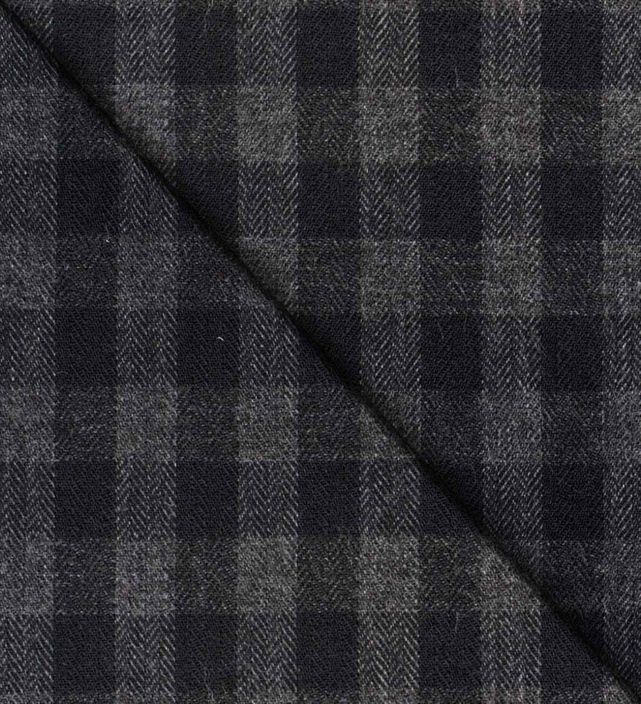 Camicia Singapore - flanella 100% puro cotone, fantasia quadro nero