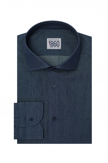 Camicia Strauss - denim twill 100% puro cotone, lavaggio stone