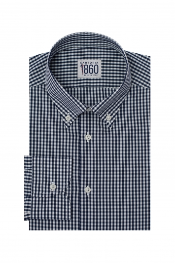 Camicia Zurigo - popeline 100% puro cotone quadretto blu