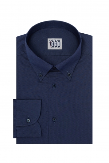 Camicia Desenzano -  oxford 100% puro cotone tinta unita blu