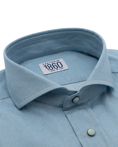 Camicia Arizona – denim twill 100% puro cotone, lavaggio bleached