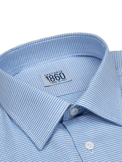 Camicia Aspen - 100% puro cotone, operata bianco e azzurro