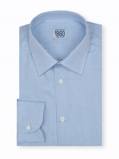 Camicia Aspen - 100% puro cotone, operata bianco e azzurro