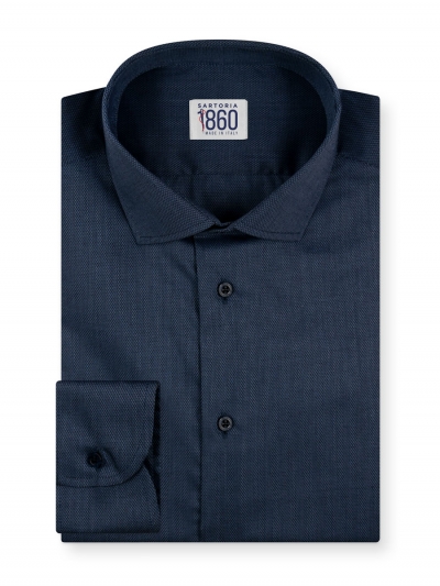 Camicia Caserta - oxford 100% puro cotone, puntinata blu