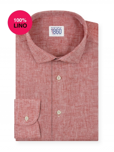 Camicia Catania - 100% lino rosso melange