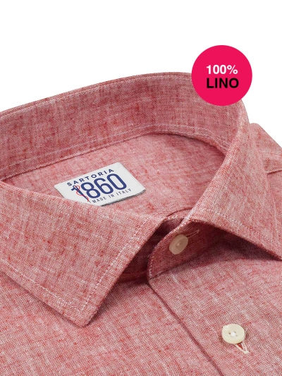 Camicia Catania - 100% lino rosso melange