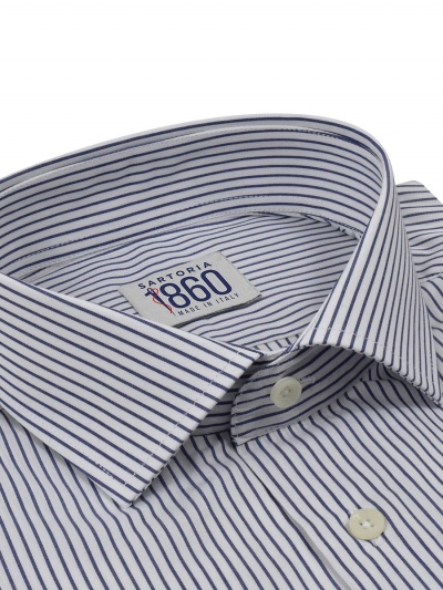 Camicia Parma - popeline 100% puro cotone, riga blu