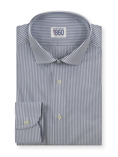 Camicia Parma - popeline 100% puro cotone, riga blu