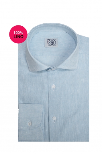 Camicia Ventotene 100% lino celeste