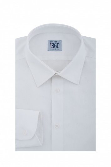 Camicia Pienza - 100% cotone, fantasia operata tono su tono bianco