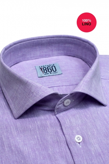 Camicia Tropea - 100% lino lilla