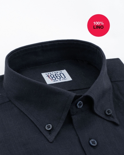 Camicia Sondrio - 100% lino blu