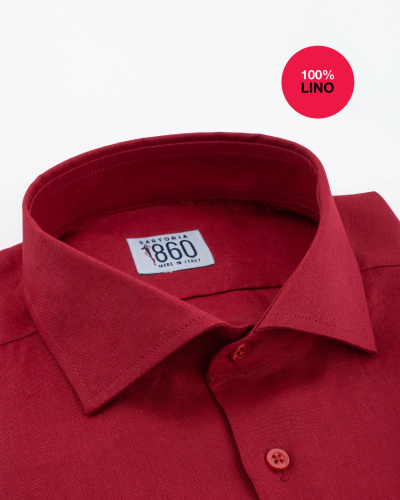 Camicia Trapani - 100% lino bordeaux