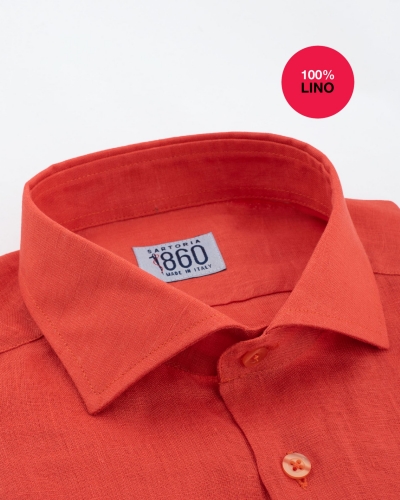 Camicia Ragusa - 100% lino corallo