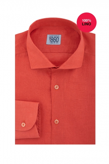 Camicia Ragusa - 100% lino corallo