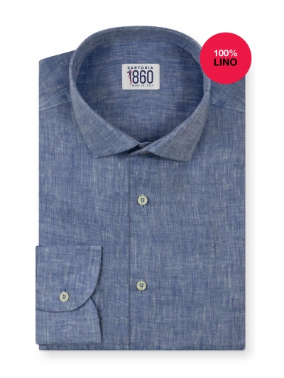 Camicia Livorno - 100% lino denim melange