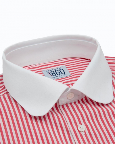 Camicia Carpi – popeline 100% cotone, disegno bacchettato rosso