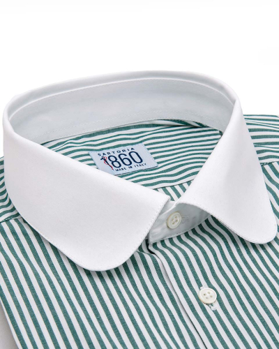 Camicia Venosa – popeline 100% cotone, disegno bacchettato verde