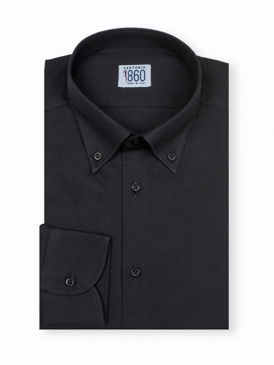Camicia Club - oxford 100% puro cotone, tinta unita nero