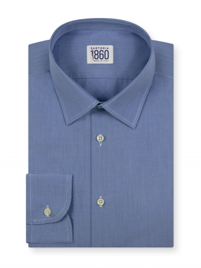 Camicia Gorizia - doppio ritorto 100% puro cotone, quadrettino celeste