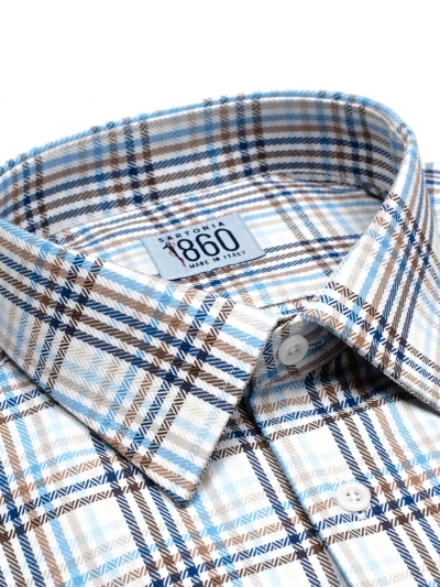 Camicia Helsinki - flanellina 100% puro cotone, disegno quadro spigato