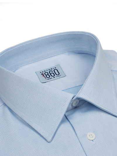 Camicia Montecarlo - piquet 100% puro cotone, operata tinta unita celeste