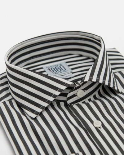 Camicia Oslo – popeline 100% puro cotone bacchettato bianco e nero