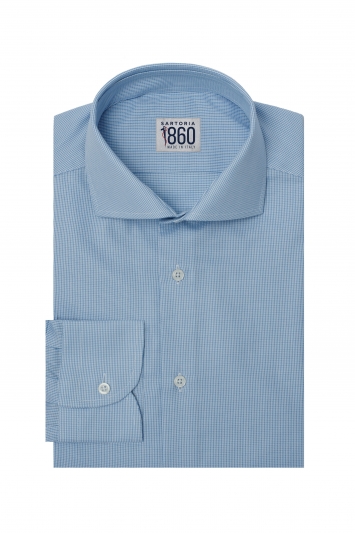 Camicia Treviso - dobby 100% puro cotone bianco e celeste