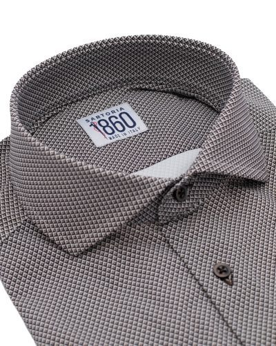 Camicia Praga - performance no stiro con motivi bianco e moro