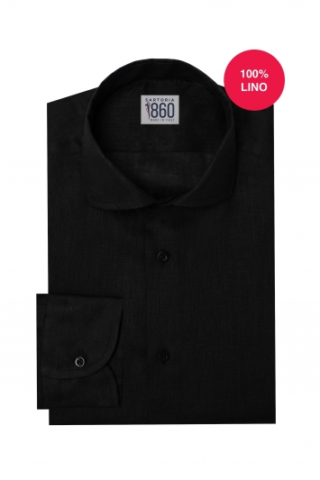 CAMICIA IBIZA, 100% lino nero