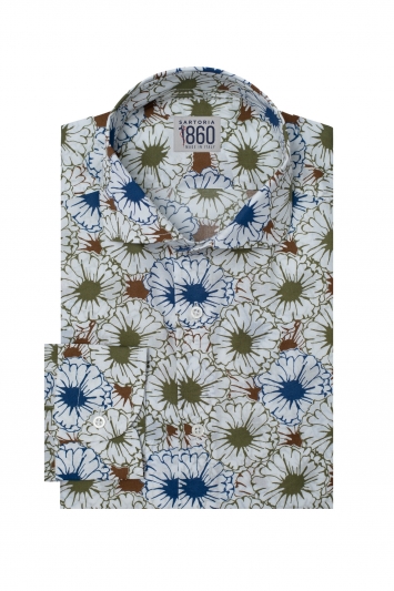 CAMICIA RIVIERA - zephir 100% puro cotone con motivi floreali 