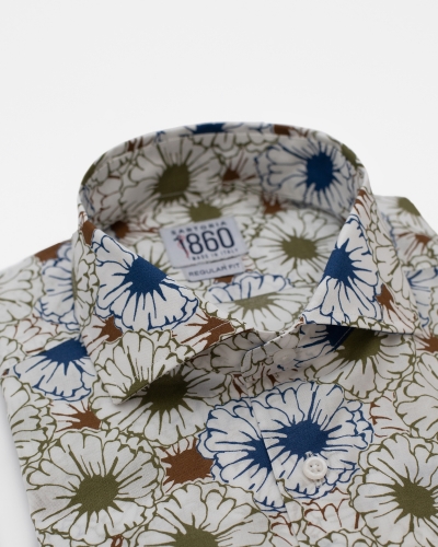 CAMICIA RIVIERA - zephir 100% puro cotone con motivi floreali 