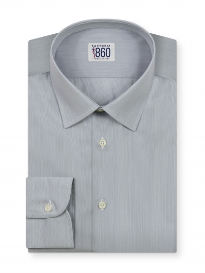 Camicia Udine - popeline stretch, mille righe grigio