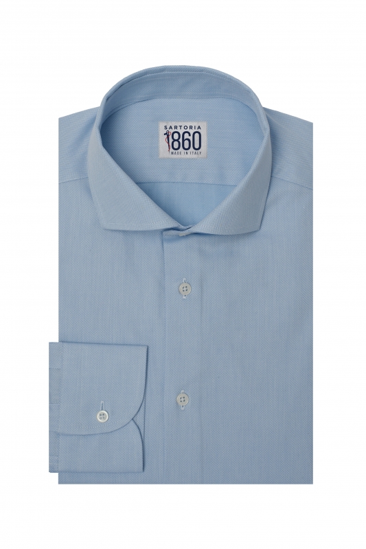 Camicia Navigli - spigatino 100% puro cotone celeste