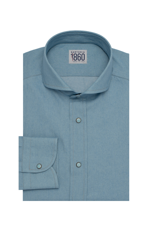 Camicia Arizona – denim twill 100% puro cotone, lavaggio bleached