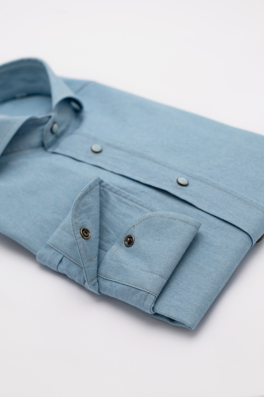 Camicia Arizona – denim twill 100% puro cotone, lavaggio bleached