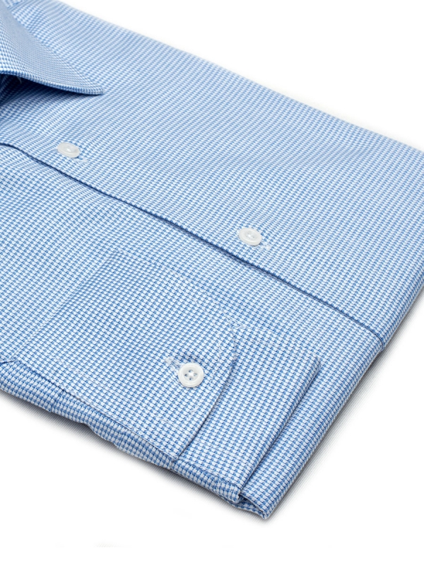 Camicia Aspen - 100% puro cotone, operata bianco e azzurro